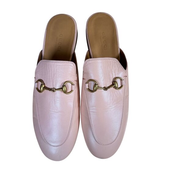 Gucci Princetown Horsebit Loafer Mule Blush Pink Leather Slip-On Flat EU 36.5 - Picture 2 of 12